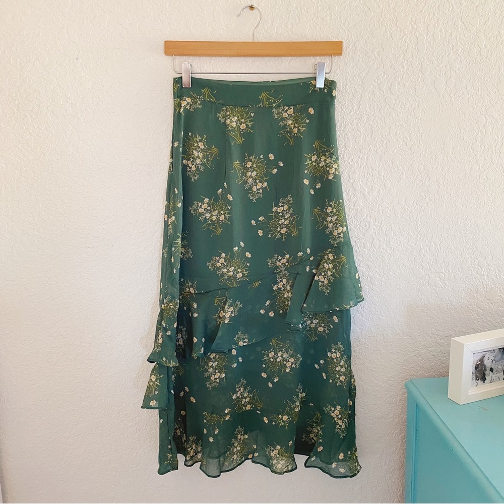Francesca’s Floral High Low Midi Skirt